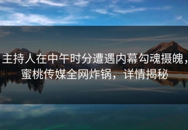 主持人在中午时分遭遇内幕勾魂摄魄，蜜桃传媒全网炸锅，详情揭秘