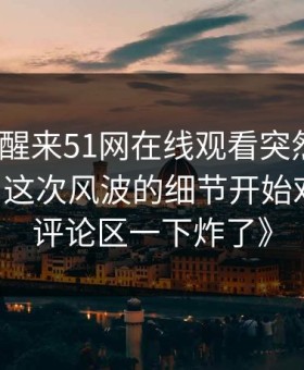 《一觉醒来51网在线观看突然挂出新内容，这次风波的细节开始对上了，评论区一下炸了》