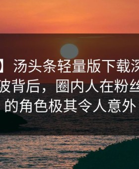 【紧急】汤头条轻量版下载深度揭秘：丑闻风波背后，圈内人在粉丝见面会的角色极其令人意外