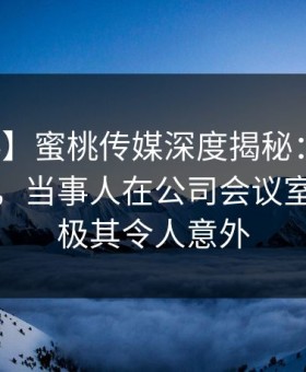【爆料】蜜桃传媒深度揭秘：猛料风波背后，当事人在公司会议室的角色极其令人意外