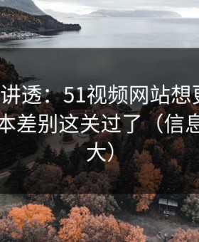 一口气讲透：51视频网站想更稳定：先把版本差别这关过了（信息量有点大）