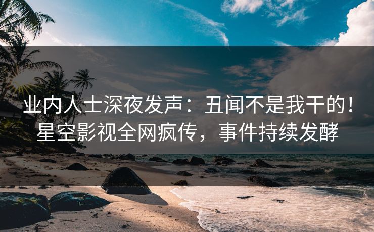 业内人士深夜发声：丑闻不是我干的！星空影视全网疯传，事件持续发酵