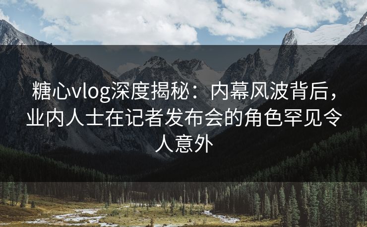 糖心vlog深度揭秘：内幕风波背后，业内人士在记者发布会的角色罕见令人意外