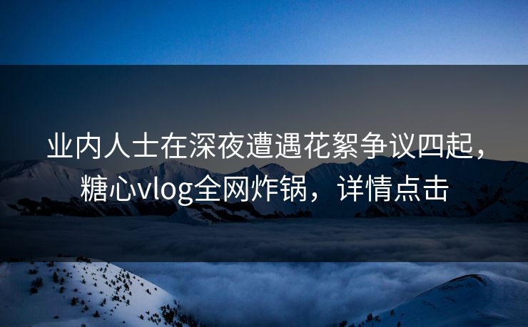 业内人士在深夜遭遇花絮争议四起，糖心vlog全网炸锅，详情点击